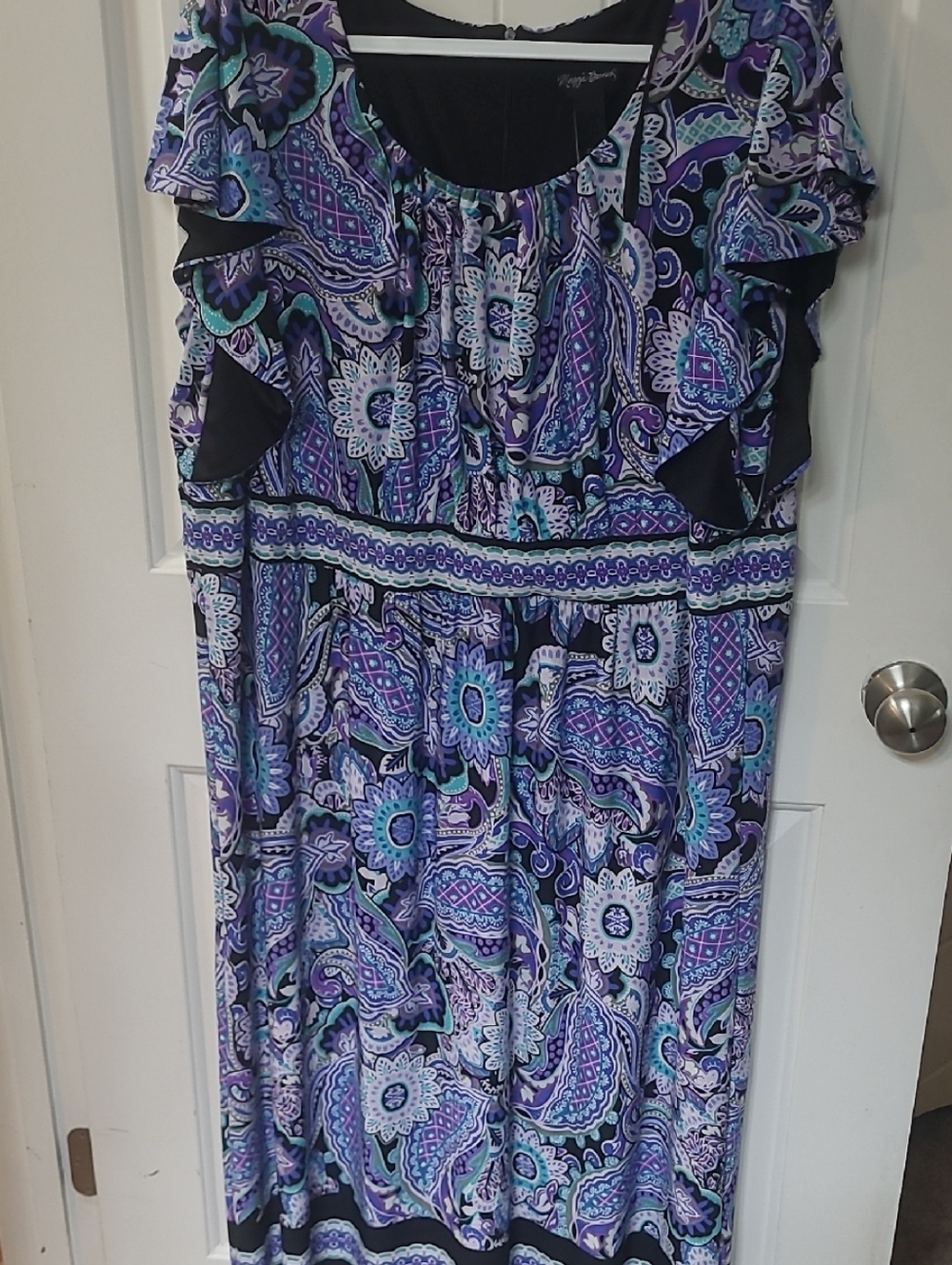 Maggie Barnes 22W Purple Paisley Ruffle Maxi Dress